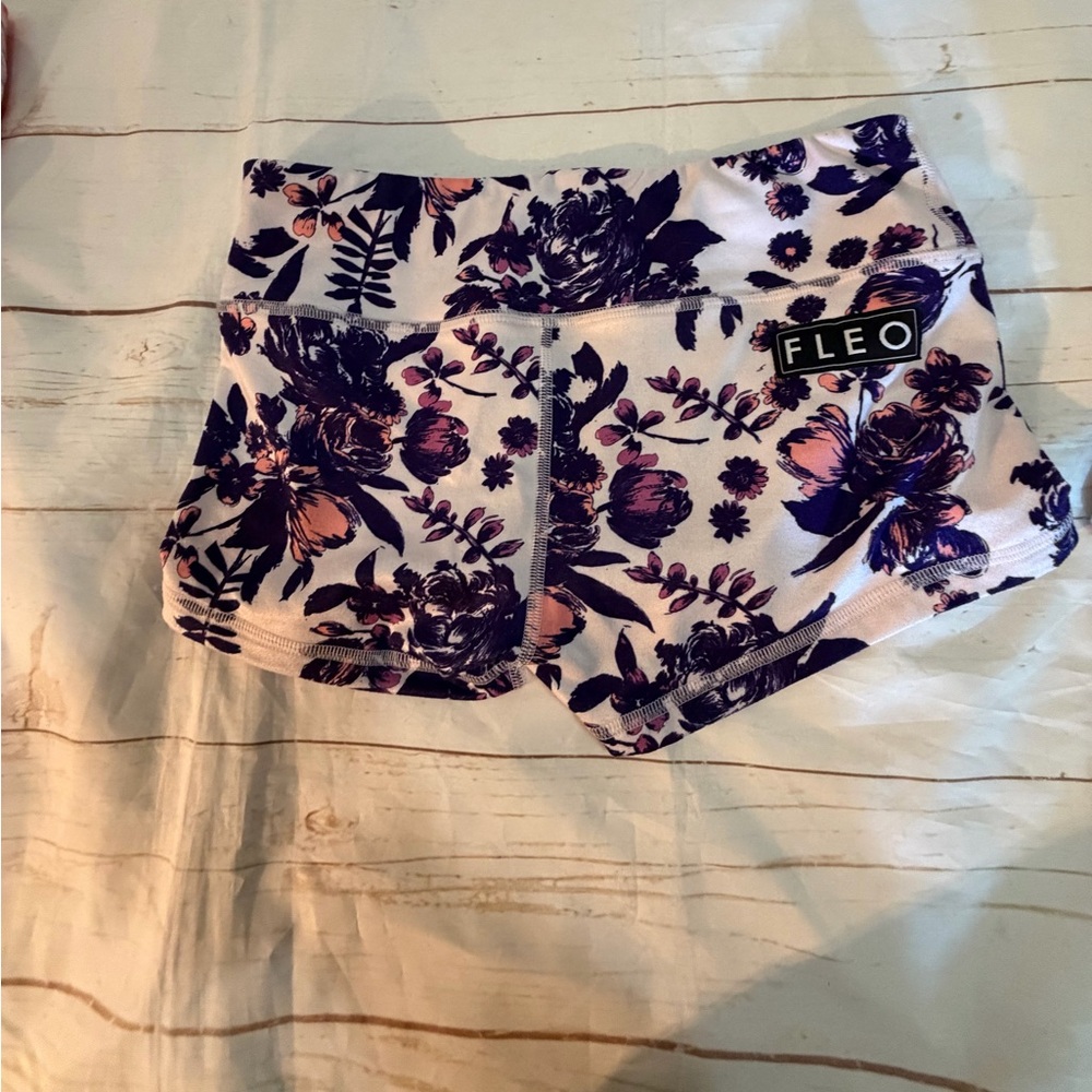 Fleo Women's Athletic Shorts - Purple Floral Design